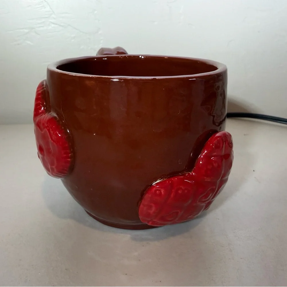 Heart mug Handmade ceramic mug‎ Red hearts mug 3-D Artisan
